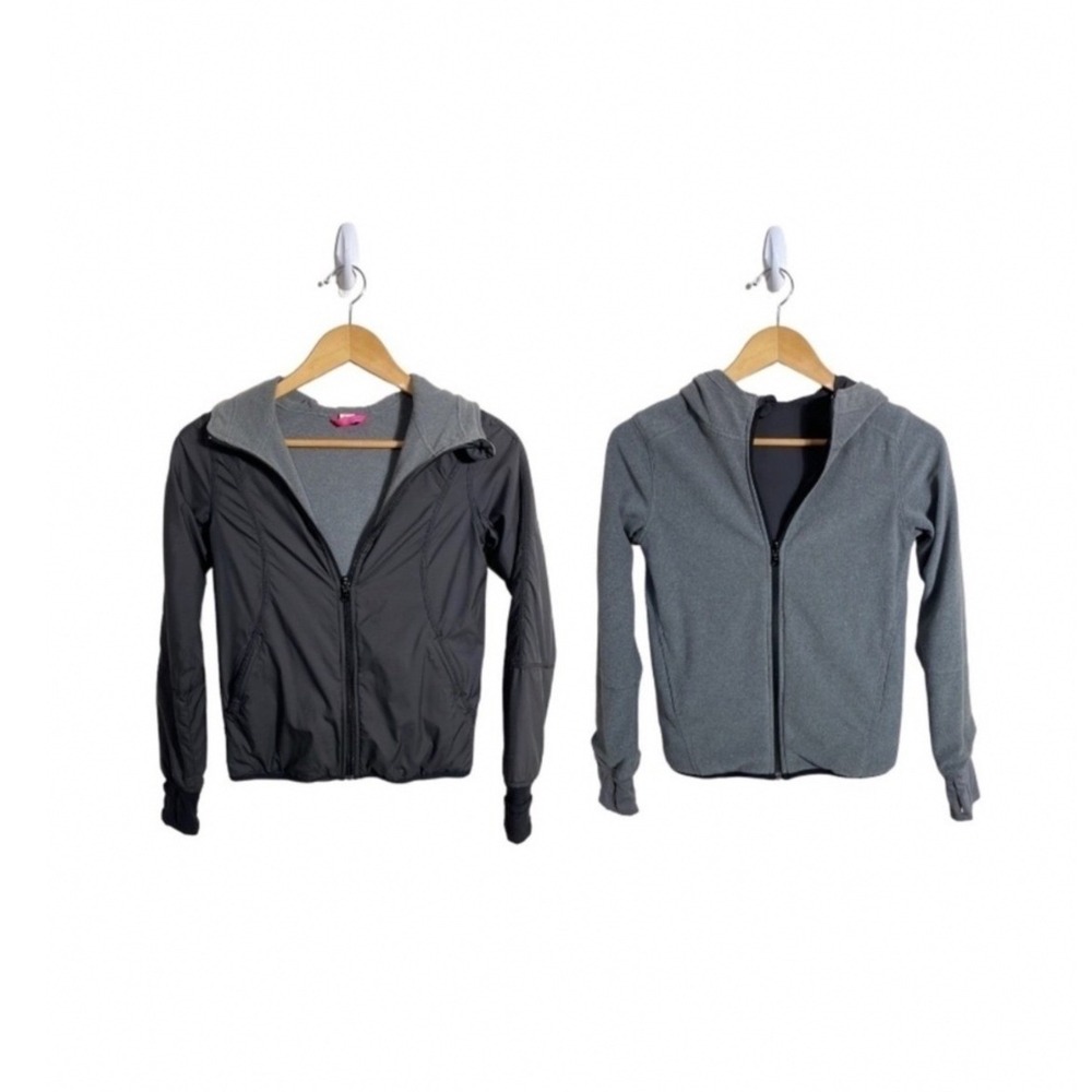 Ivivva by Lululemon Jacket Coat Kids Reversible Full Zip Hoodie Grey Charcoal 10